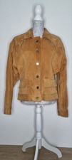 Suede Leather Jacket In Chestnut Brown With Tassels Retro Vintage 80's Size 14.