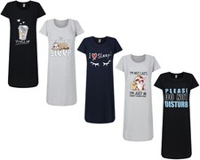 Ladies Nightie Short Sleeve Nightdress Fun Novelty Prints UK 10 to 24 Sleep Wear