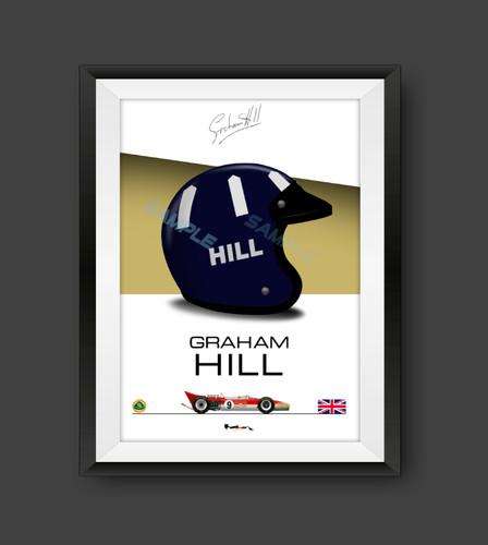 Graham hill helmet print - helmet, lotus