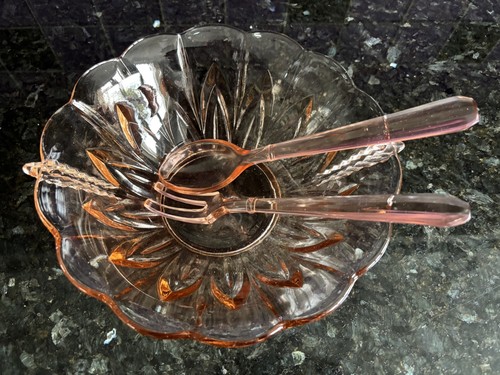 Vintage pink depression glass - vintage,