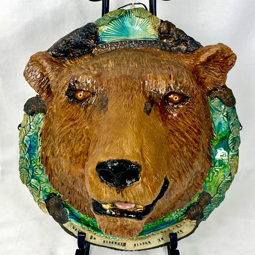 Handmade ceramic bear wall - handmade,