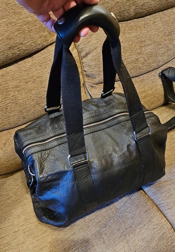 Black leather holdall - m&s,