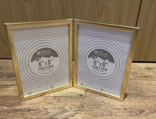 8”x 6” Gold Twin 2 Picture Vertical Double Hinged Folding Photo Frame Frames 8x6