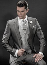 Classic 3Pcs Mens Wedding Suits Groom Tuxedo Notch Lapel Casual Workwear Bestman