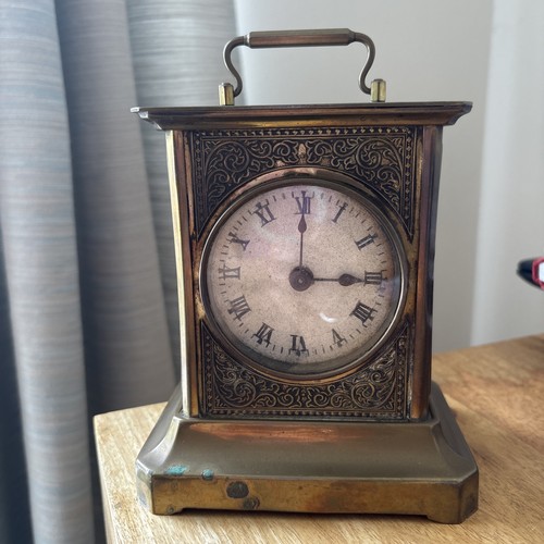 Antique brass carriage clock - brass,