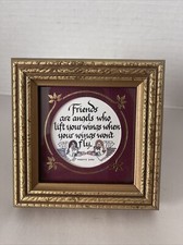 Sandy Kiess Classic Calligraphy Art Friends Are Like Angels Miniature 4x4 Framed