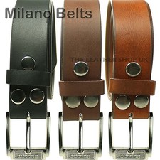 Bullet Silver Press Stud Removable Buckle Milano Leather Jeans Wear Belt UK Made