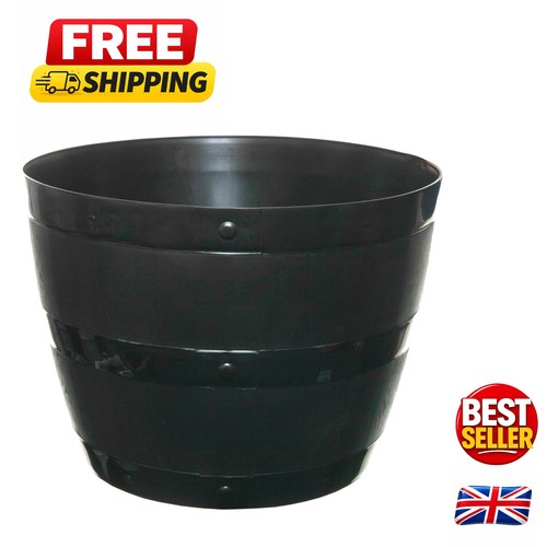 50cm black barrel planter - black,