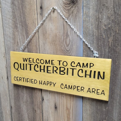 Welcome camp camper - camper, carved