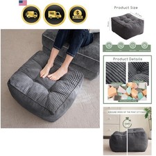 Square Corduroy Pouf Ottoman