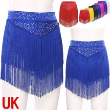 UK Women Latin Dance Costumes Jazz Modern Dance Rhinestone Tassel Skirts Party