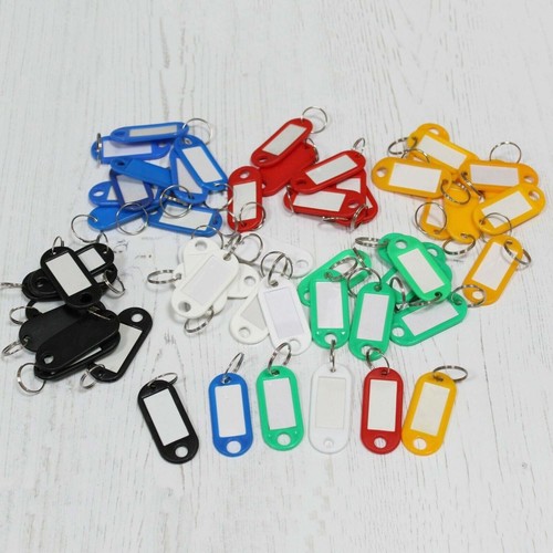 Plastic key ring tags - key, for