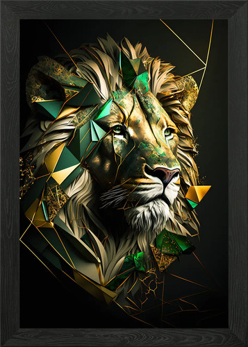 Abstract gold green lion - abstract,