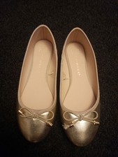 Gold Ballet Flats UK 4 Pumps