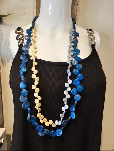 Blue wooden bead - wooden, statement