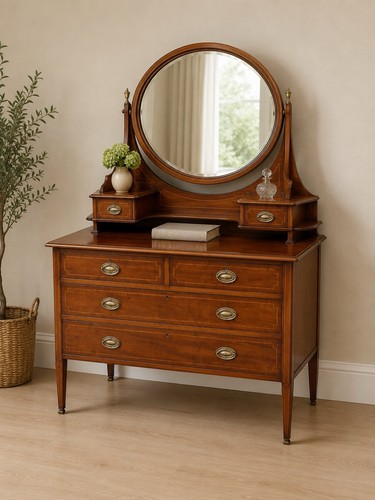Antique mahogany inlaid - mahogany,