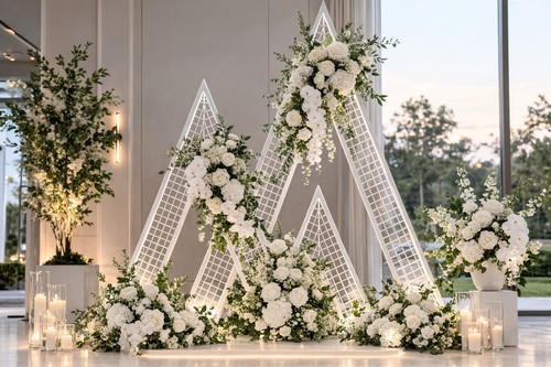 White wedding triangle boho - white,