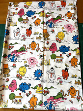 Vintage 1980s MR MEN Cotton Fabric Remnant 21" x 27" Retro Roger Hargreaves