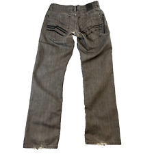 Vintage Marc Ecko Mens Jeans W30 L32 * Slim Embroidery Grey Y2K Zip Back Pocket