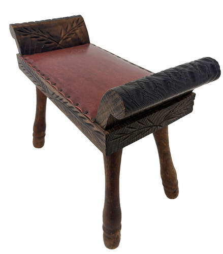 Small vintage carved stool - vintage,