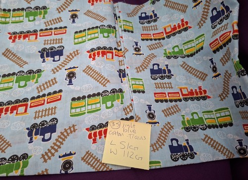 Light blue with trains - light, cotton