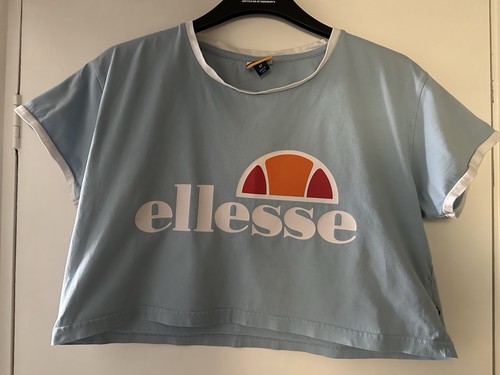 Ellesse blue cropped logo crew - ellesse,