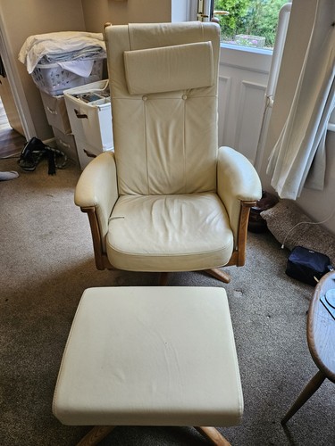 Ercol cream leather swivel - ercol,