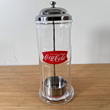 Coca Cola Straw Dispenser Holder Vintage Style Glass Chrome Cafe Diner