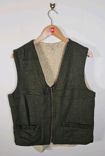 Vtg wool vest waistcoat sherpa - wool,