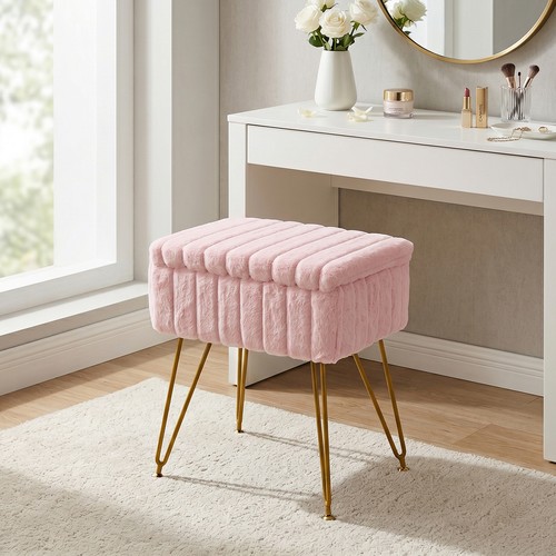 Fluffy plush pink vanity - plush, chair