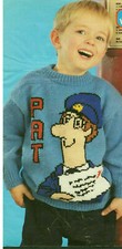 Knitting pattern copy 0231.  Baby Child Postman Pat sweater. 22-28 inch chest. 