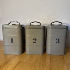 Kitchen Craft Living Nostalgia Grey/Silver Large Tea Coffee Sugar Canisters Set