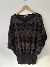 Oasis Black & Rose Pink Oversized Batwing Jumper Fits 8 10 12 14