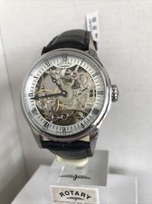 Rotary Men’s Manual Wind Skeleton White Dial Black Strap Watch GS02521/06