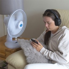 Prem-I-Air 12" Oscillating Desktop Fan White with 3 Speed Setting Adjustable