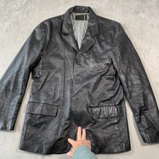 Ted Baker Jacket Mens XL Black 100% Leather Blazer Button Lined Butter Soft 5