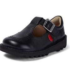 Kickers KICK T I CORE Infant Leather School Shoes Black T-Bar Buckle UK 5 EU 22