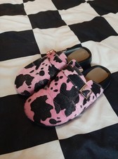 Black & Pink Cow Print Clogs/Mules 6.5 Worn Once (VAT TO BE ADDED)