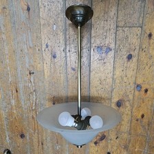 Original Berry's Electric Ltd Art Deco Round Glass Ceiling Light c.1930’s