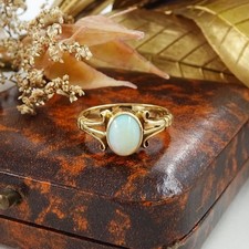 Antique 9ct gold - opal, ring,