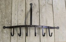 Country cottage Blacksmith rustic Kitchen utensil pot pan hook rail rack holder 