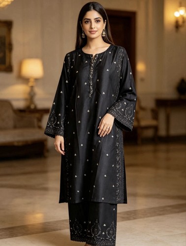 Women black embroidered - black,