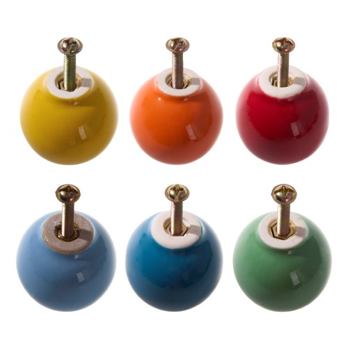 6pcs ceramic round door knobs - round,