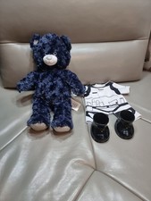 Retired Build A Bear BAB Blue Night Sky Teddy Plush Silver Pads And Star Wars Ou