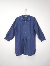 Toast Dress Size 12 Blue 100% Linen Chambray Look Relaxed Tunic Half Button