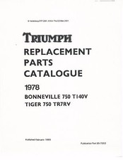 Triumph Parts Manual Book 1978