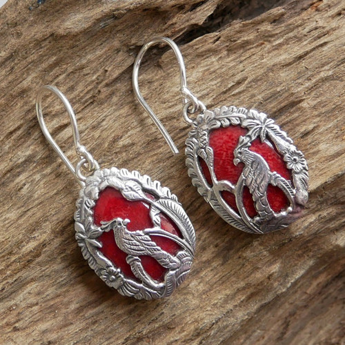 Red coral oval cockatoo - red,