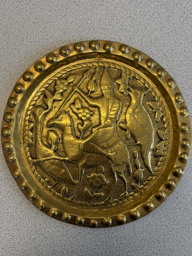 Vintage brass plate wall decor - wall,