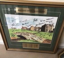 FAMOUS SILK SCREEN WITH 25 OPEN CHAMPIONS AUTOGRAPHS