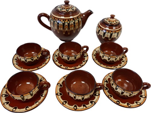 Vintage ceramic tea set - set, brown